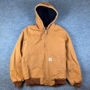Carhartt J140 Firm Duck Active Jacket Mens M Brown BRN Full Zip Canvas Quilted